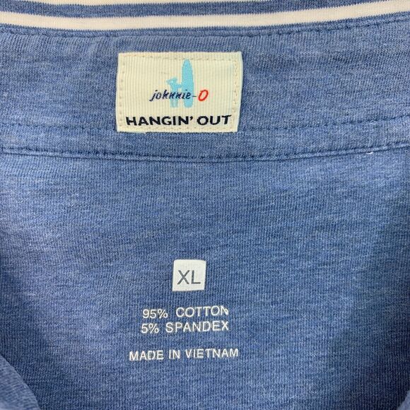 Johnnie-o Polo Shirt Mens XL Extra Large Cadet Blue Striped Stretch Cotton Golf - Picture 5 of 14